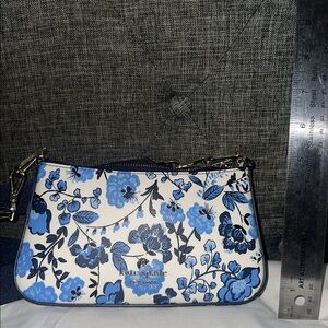 Kate Spade Cream and Blue Floral Clutch adjustable strap